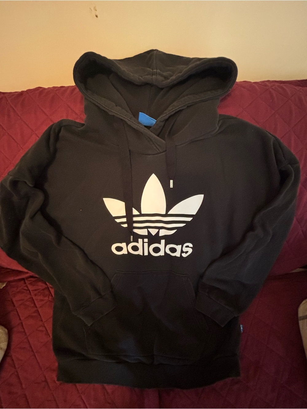 adidas Black Hoodie with White Trefoil Logo